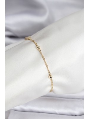 Vice Avm 14K Gold Renk Kaplama Topçuklu Model CM Kadın Bileklik