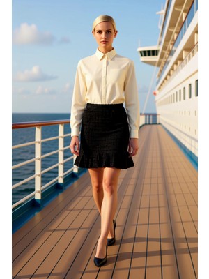 Benerly Kadın A Line Kalıp Mini Etek Tüylü Iplikli Fırfır Detaylı Fonksiyonel Dayanıklı Kaliteli Şık