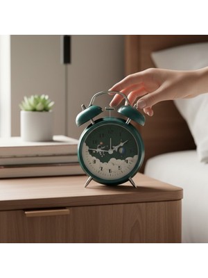 Hediyesahibi Astronot Tasarımlı Kırmızı Masa Üstü Büyük Boy Alarmlı Çalar Saat