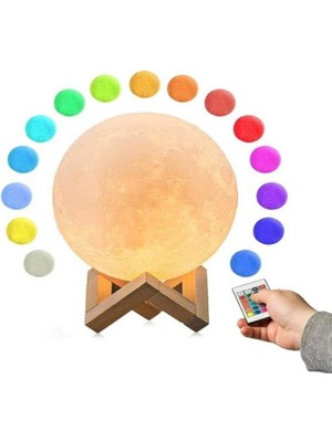 Empressco 3D Ay Lambası 16 Cm, Kumandalı, Gri Renk, Şık ve Dekoratif Aydınlatma