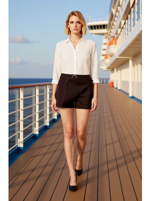 Benerly Kadın Düz Yaka Kısa Kol A Line Kalıp %100 Pamuk Denim Etek Fonksiyonel Dayanıklı Kaliteli Şık