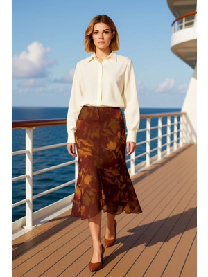 Benerly Kadın Yüksek Bel Balık Kalıp Midi Etek %94 Polyester %6 Elastan Fonksiyonel Dayanıklı Spor