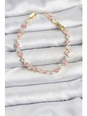 Clariss Kare Zirkon Taşlı Gold Renk Kadın Bileklik