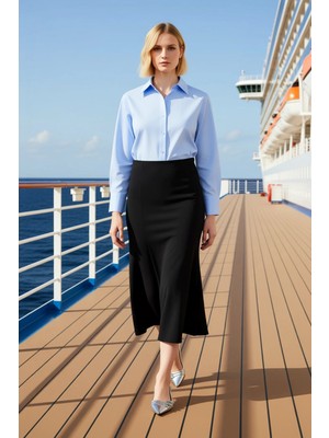 Benerly Kadın A Line Midi Örme Etek Normal Bel Fonksiyonel Dayanıklı Kaliteli Konforlu Estetik Şık