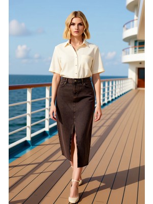 Benerly Kadın %100 Pamuk A Line Maxi Etek Fonksiyonel Dayanıklı Kaliteli Konforlu Estetik Premium Şık