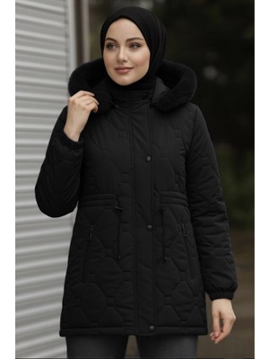 Semira Kadın Büyük Beden Nova Kumaş Astarlı  Kapitone Mont