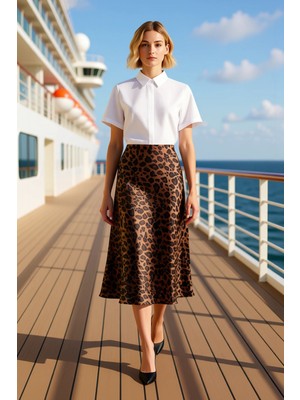 Benerly Kadın Balık Kalıp Saten Midi Etek Normal Bel Kemerli Fonksiyonel Dayanıklı Kaliteli Modern