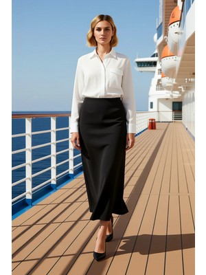 Benerly Kadın Maxi Etek Düz Örme Dalgıç Kalıp Astarsız Fonksiyonel Dayanıklı Kaliteli Konforlu Şık