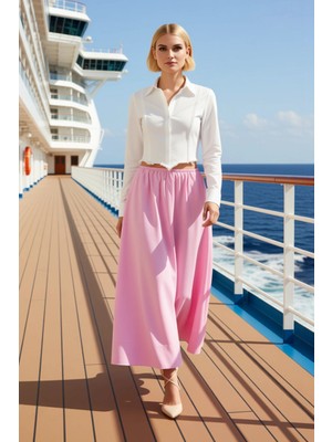 Benerly Kadın Maxi Etek A Line Kalıp %100 Pamuk Beli Lastikli Dokuma Fonksiyonel Dayanıklı Estetik