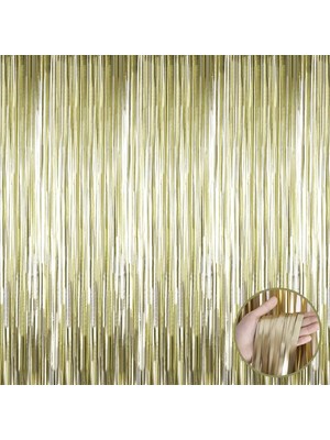 Mat Altın Püsküllü Kapı Perdesi - Parti, Bekarlığa Veda, Doğum Günü 1x2 M (4940)