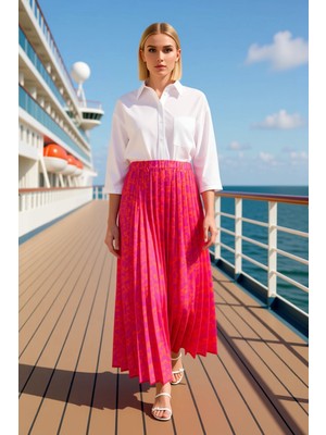 Benerly Kadın Maxi Boy Piliseli Etek Yüksek Bel Fermuarlı Kemerli Fonksiyonel Dayanıklı Kaliteli Şık