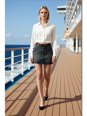 Benerly Kadın %100 Pamuk Mini Etek A Kesim Düz Yüksek Bel Fonksiyonel Dayanıklı Kaliteli Konforlu Şık