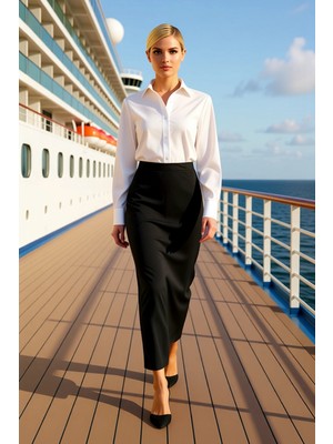 Benerly Kadın Maxi Kalem Etek Yırtmaçlı Düz Desen Mikro Likralı Interlok Fonksiyonel Dayanıklı Şık