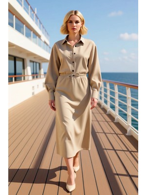 Benerly Kadın Maxi Etek Normal Bel A Kesim Örme Kumaş Bağlama Detaylı Fonksiyonel Dayanıklı Modern