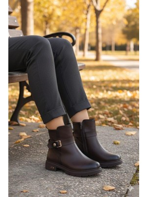 Fort 222450 Ventes Rahat Sıcak Astar Kaymaz Taban Fermuarlı Kadın Bot