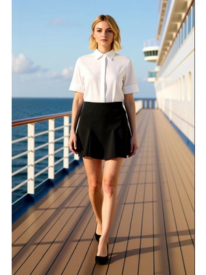 Benerly Kadın Yüksek Bel Volanlı Mini Etek Fermuar Detaylı Fonksiyonel Dayanıklı Kaliteli Konforlu