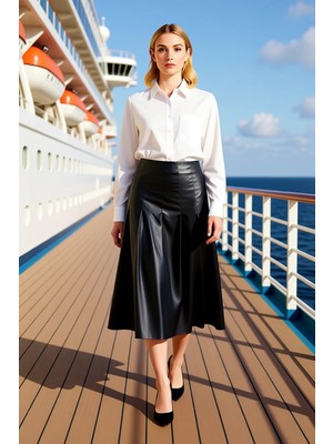 Benerly Kadın Yüksek Bel Pileli Midi Etek Dokuma Kalıp Fonksiyonel Dayanıklı Kaliteli Konforlu Şık