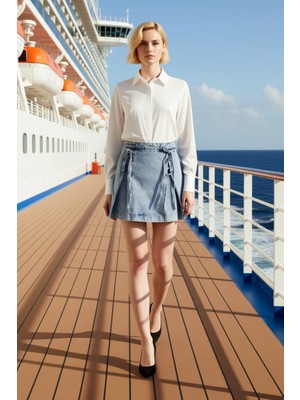 Benerly Kadın %100 Pamuk A Line Kalıp Bağlama Detaylı Mini Etek Fonksiyonel Dayanıklı Kaliteli Şık