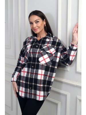 By Saygı Kadın Torba Cepli Ekose Gömlek