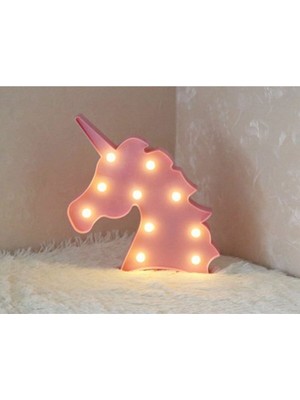 Empressco Pembe Renkli Dekoratif LED Tek Boynuzlu Gece Lambası, Şık ve Işıltılı Ortamlar Için