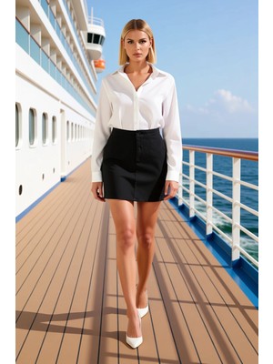 Benerly Kadın %100 Keten Mini Etek Düz Kalıp Fonksiyonel Dayanıklı Kaliteli Konforlu Estetik Rahat