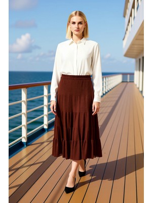 Benerly Kadın Maxi Etek Normal Bel Lastikli Bel %100 Polyester Fonksiyonel Dayanıklı Kaliteli Spor