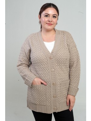 By Saygı Kadın Sepet Örgü Model Cepli Tunik Hırka