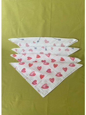 Tiny Wood Oeko-Tex Sertifikalı %100 Pamuk Müslin Bebek Ağız Mendili – 4'li Set (40X35 Cm)