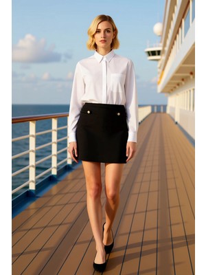 Benerly Kadın Kalem Tüvit Mini Etek Düğme Detaylı Fonksiyonel Dayanıklı Kaliteli Konforlu Estetik Şık