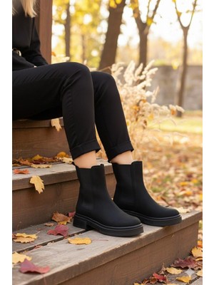 Fort 2560 Ventes Rahat Sıcak Astar Iki Tarafı Lastikli Kaymaz Taban Kadın Bot