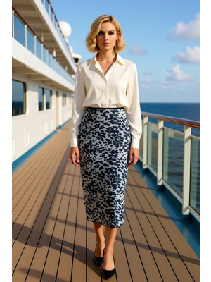 Benerly Kadın Yüksek Bel Hayvan Desenli Tül Kalem Maxi Etek Fonksiyonel Dayanıklı Kaliteli Estetik