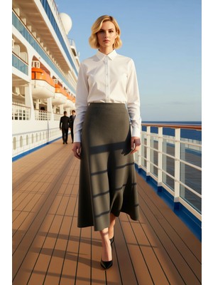 Benerly Kadın A Kesim Normal Bel Triko Midi Etek Fonksiyonel Dayanıklı Kaliteli Konforlu Estetik Şık