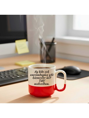 Finka Dekor Ay Bide Çok Umrumdaymış Gibi Baskılı-Hediyelik Seramik Kupa Bardak