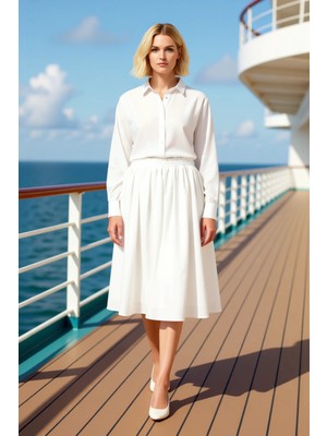 Benerly Kadın Düz Dokuma Maxi Etek Yüksek Bel Lastikli Kalıp Fonksiyonel Dayanıklı Kaliteli Modern