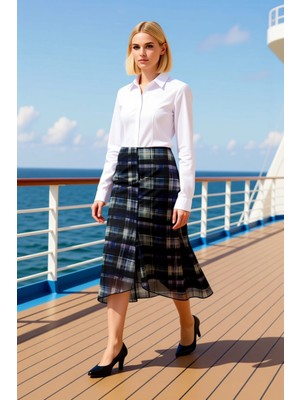 Benerly Kadın Yüksek Bel Balık Kalıp Midi Etek %94 Polyester %6 Elastan Fonksiyonel Dayanıklı Spor
