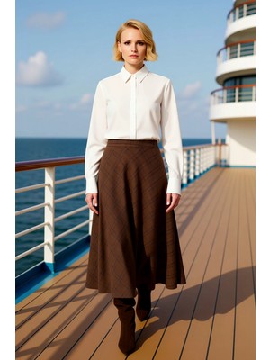 Benerly Kadın Dokuma Çan Maxi Etek Hayvan Desenli %65 Polyester %33 Viskoz %2 Elastan Fonksiyonel Şık