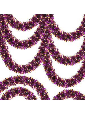 Mor Turuncu Renk 4 cm Genişlik Garland Çift Renk Sim Süs 180 cm (4940)