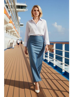 Benerly Kadın Balık Kalıp Maxi Boy Saten Dokuma Etek Normal Bel Fonksiyonel Dayanıklı Kaliteli Şık