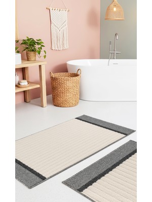Banyo Paspası 2’li Set Yıkanabilir Dokuma Yüzey Kaymaz Taban Klozet Takımı Banyo Halısı Paspas