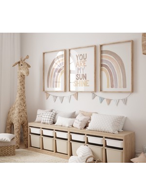 Ninastore Boho Gökkuşağı Bebek Odası Desenleri: Cinsiyet Nötr Toprak Tonları, 3'lü Set