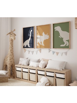 Ninastore Dinozor Baskıları: T-Rex, Triceratops, Brachiosaurus - Erkek Çocuk Odası Sanatı