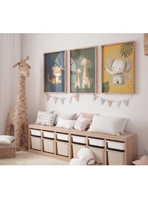 Ninastore Safari Hayvan Kreş Baskıları: Bohem Orman Teması, 3'lü Set