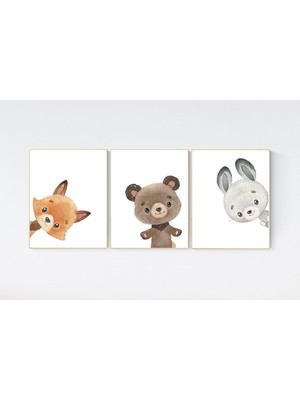 Ninastore Orman Hayvanları Kreş Baskısı: Saklambaç Ayısı, Tilki, Tavşan