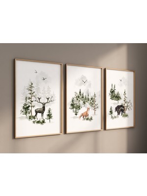 Ninastore Orman Hayvanları Kreş Sanat Baskıları: Dağ Macerası Teması