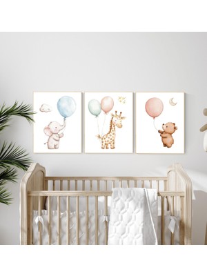 Ninastore Hayvan Balonlu Bebek Odası Baskısı: Cinsiyetsiz Bebek Odası Dekoru