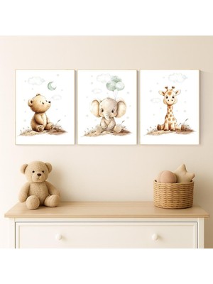 Ninastore Adaçayı Yeşili Fidanlık Sanatı: Ayı, Fil, Zürafa Hayvan Baskıları