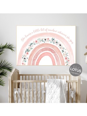 Ninastore Allık Pembesi Gökkuşağı Çocuk Odası Baskısı: Bohem Çiçek Dekoru