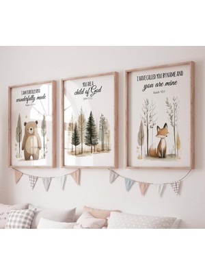 Ninastore Orman Fidanlığı Baskıları: Ayı, Tilki, Orman, Incil Ayeti Sanatı