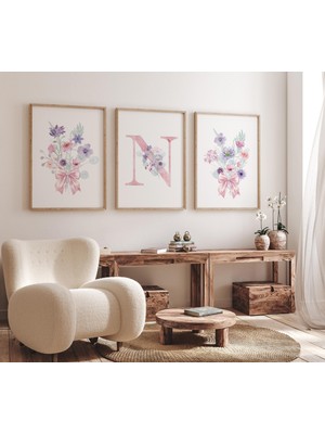 Ninastore Yabani Çiçek Fidanlık Baskısı: Bohem Çiçek Dekoru, Pembe ve Mor