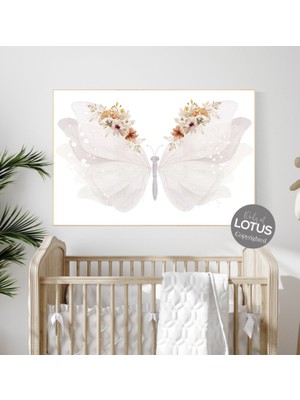 Ninastore Kelebek Çiçekli Çocuk Odası Deseni: Bej Bohem Dekoru